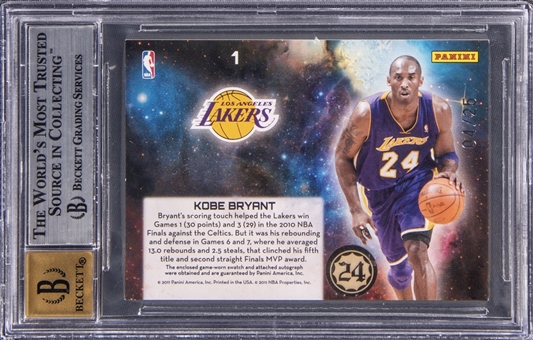 2010-11 Panini Absolute Basketball Star Gazing Materials Signatures #1 Kobe Bryant Signed Card (#4/25) - BGS NM-MT+ 8.5, BGS 10